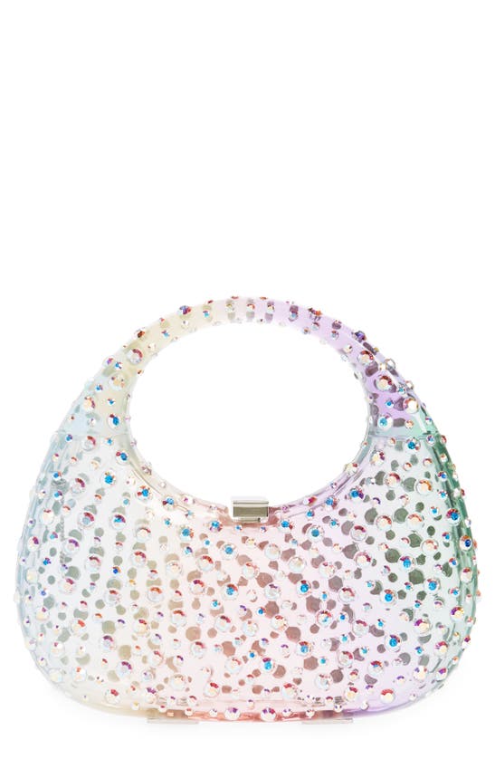 Shop L'alingi Melini Crystal Embellished Resin Clutch In Rainbow Pastel