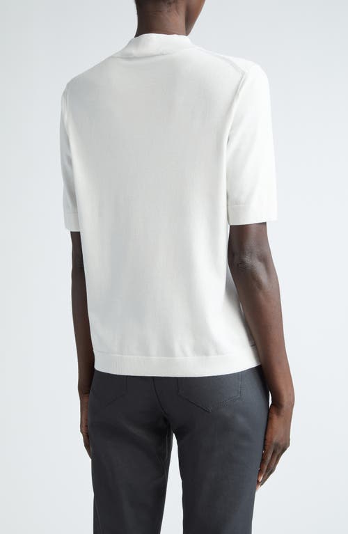 Shop Lafayette 148 New York Mock Neck Short Sleeve Sweater In Cloud