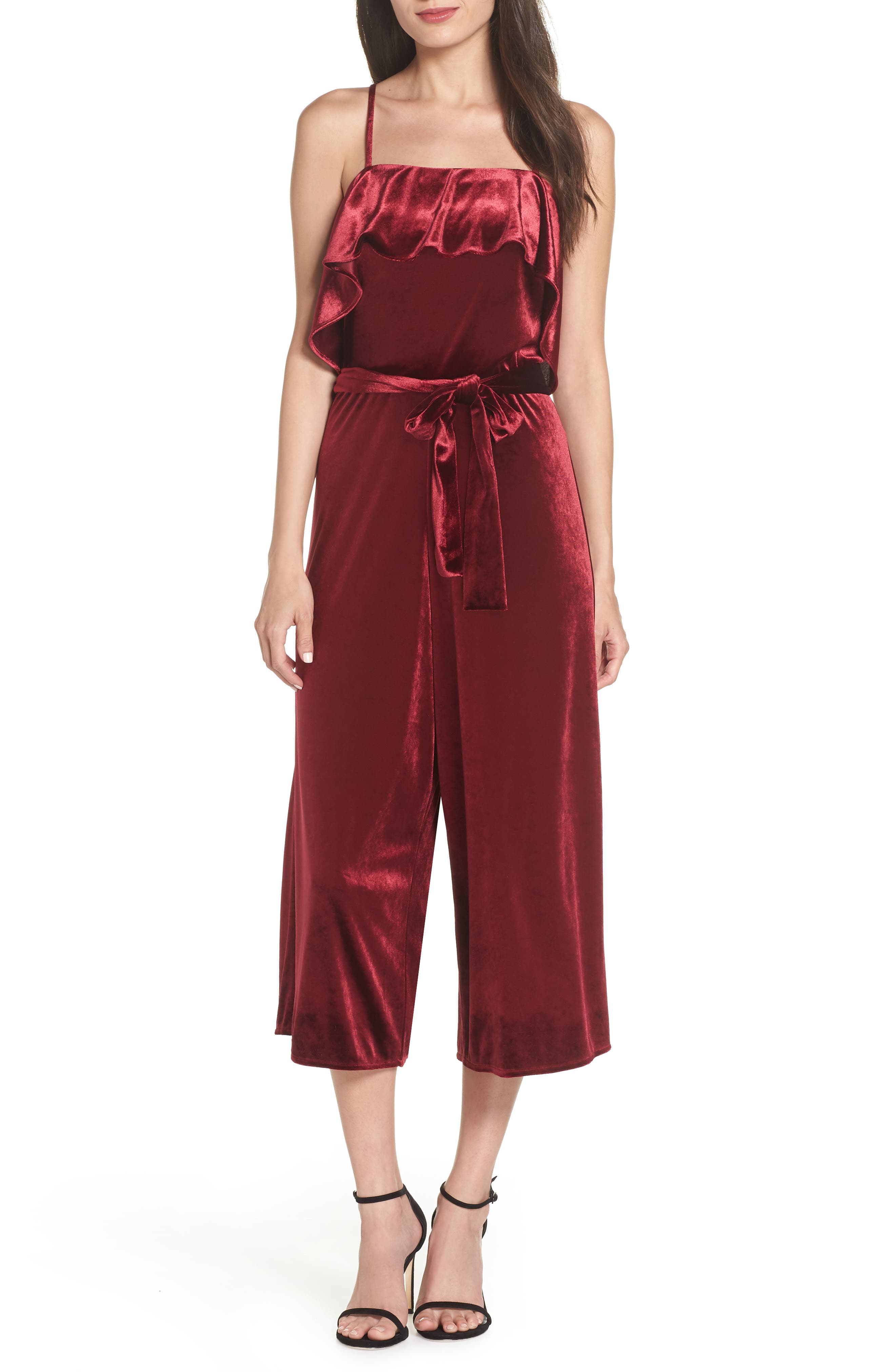 Velvet cropped jumpsuit Clearance