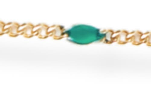 Argento Vivo Sterling Silver Enamel Station Curb Chain Necklace In Gold/green
