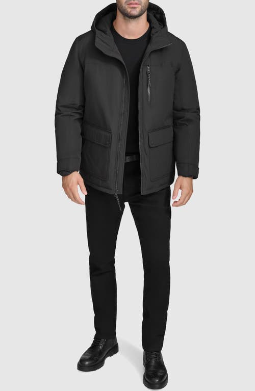 Shop Cole Haan Down & Feather Fill Hooded Puffer Coat In Black