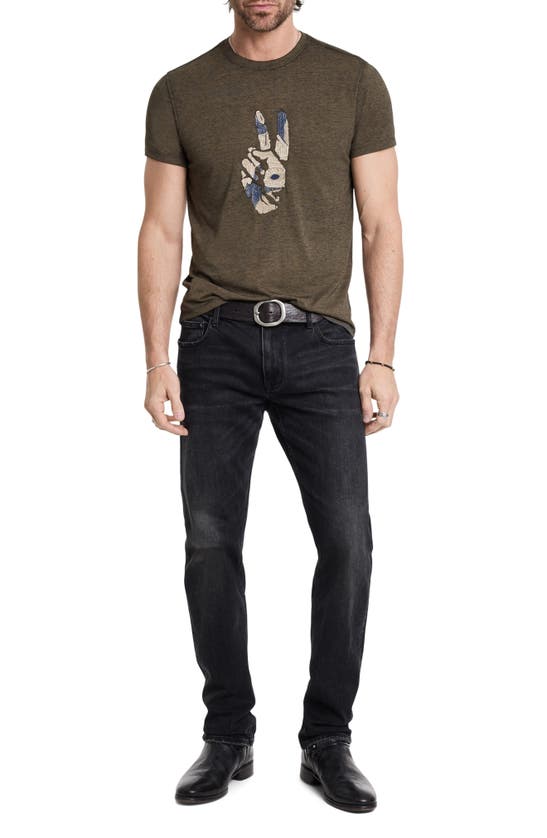 Shop John Varvatos Embroidered Peace Sign T-shirt In Olive