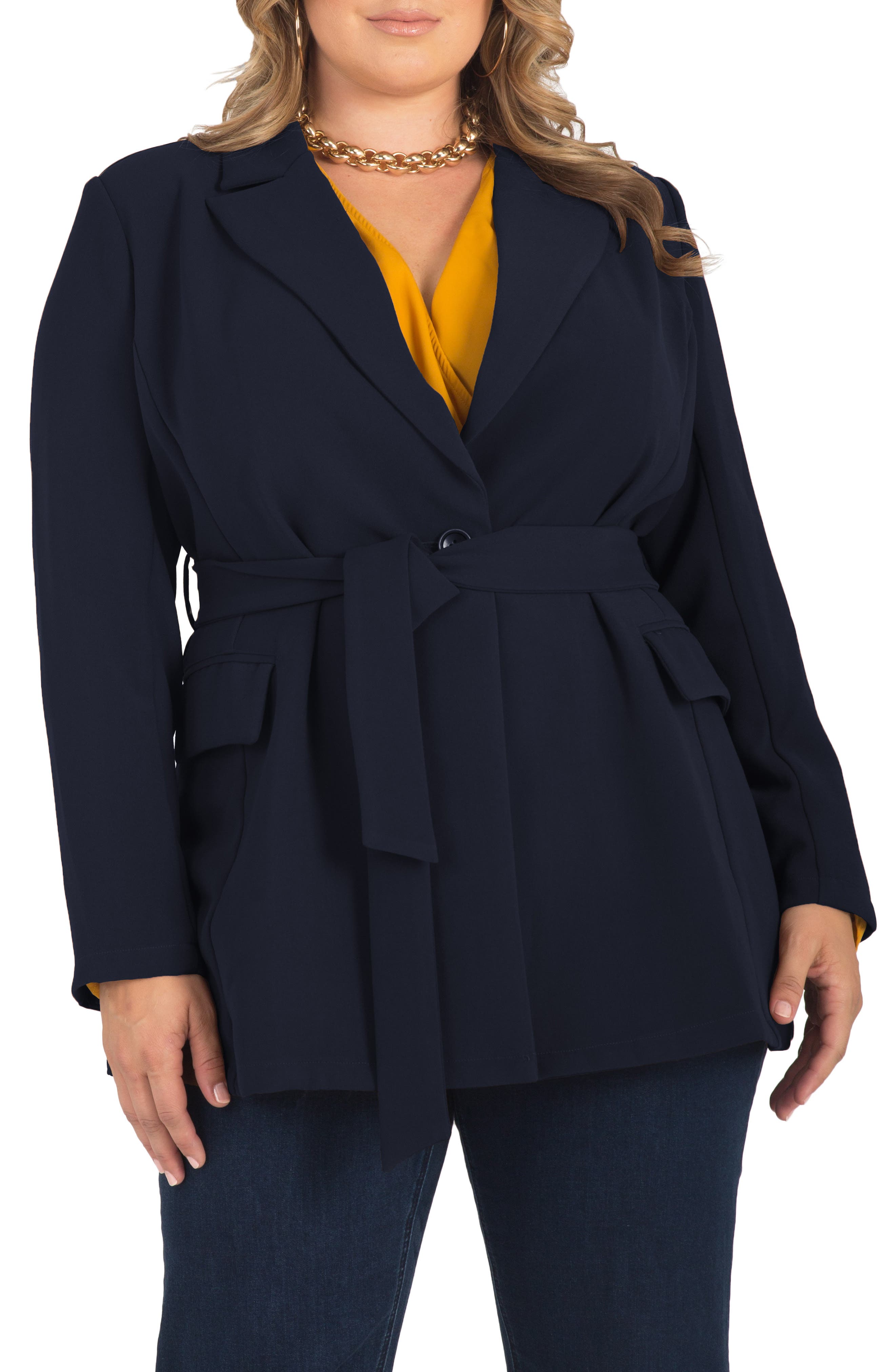 plus size blue coat