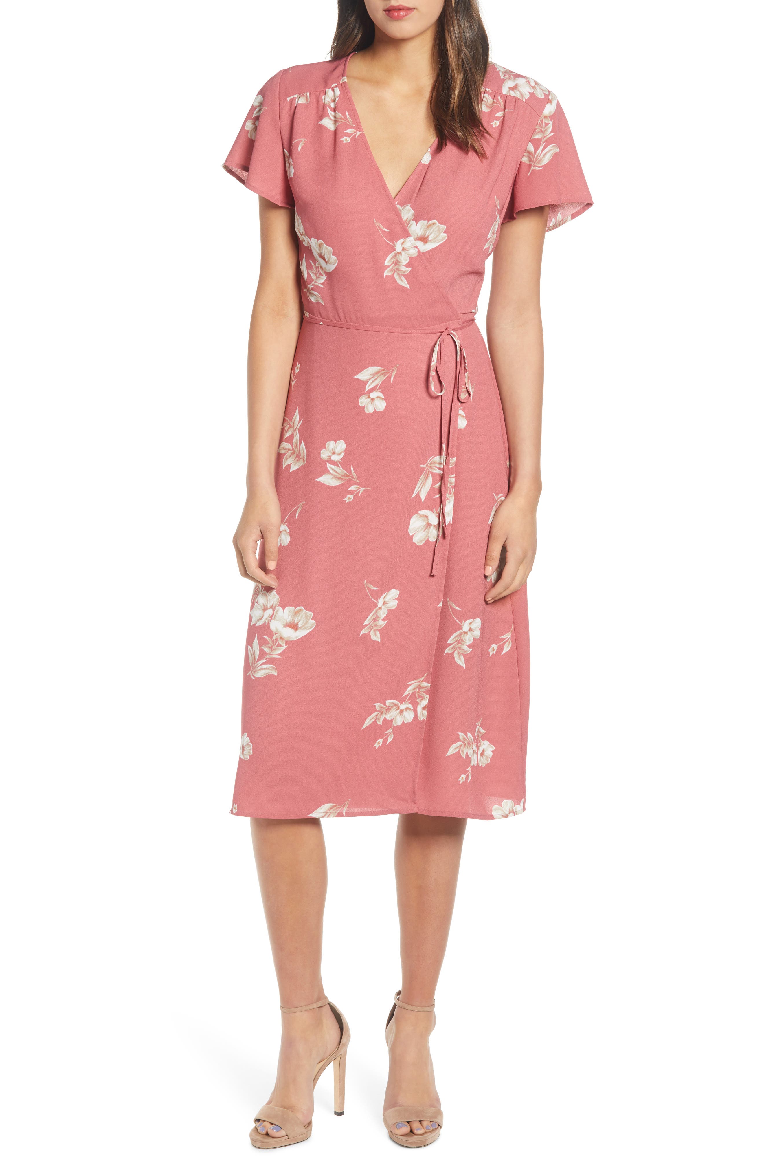Leith Midi Wrap Dress, Red