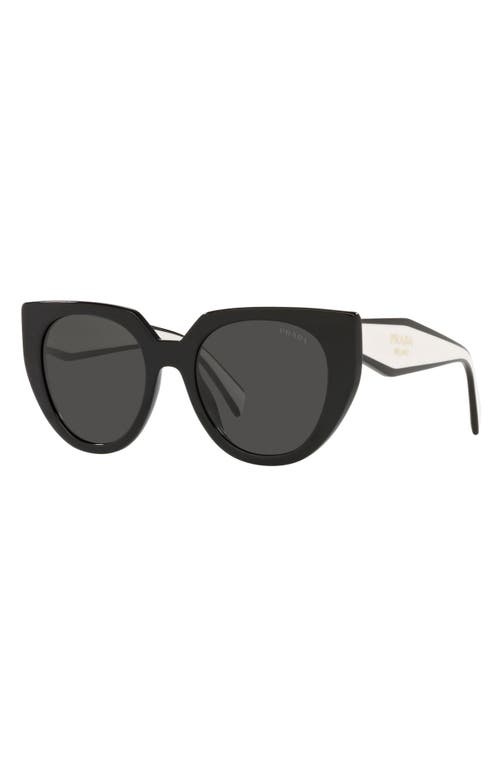 Shop Prada 52mm Cat Eye Sunglasses In Black/talc/dark Grey