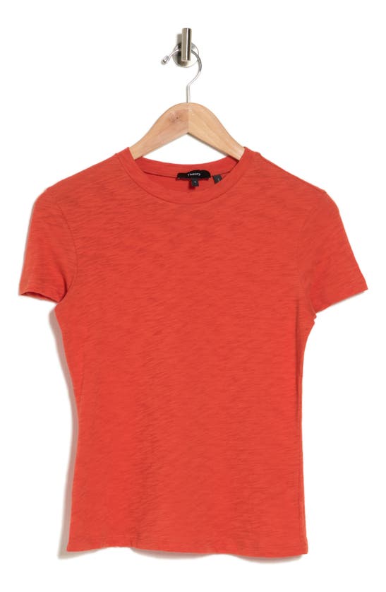 Theory Tiny Tee 2 Nebulous Organic Cotton Top In Dark Coral