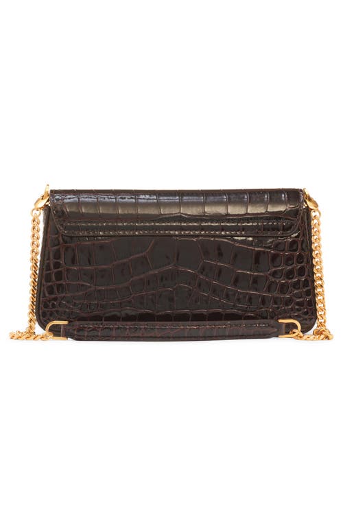 Tom Ford Mini Whitney Croc Embossed Leather Shoulder Bag In 1b087 Espresso