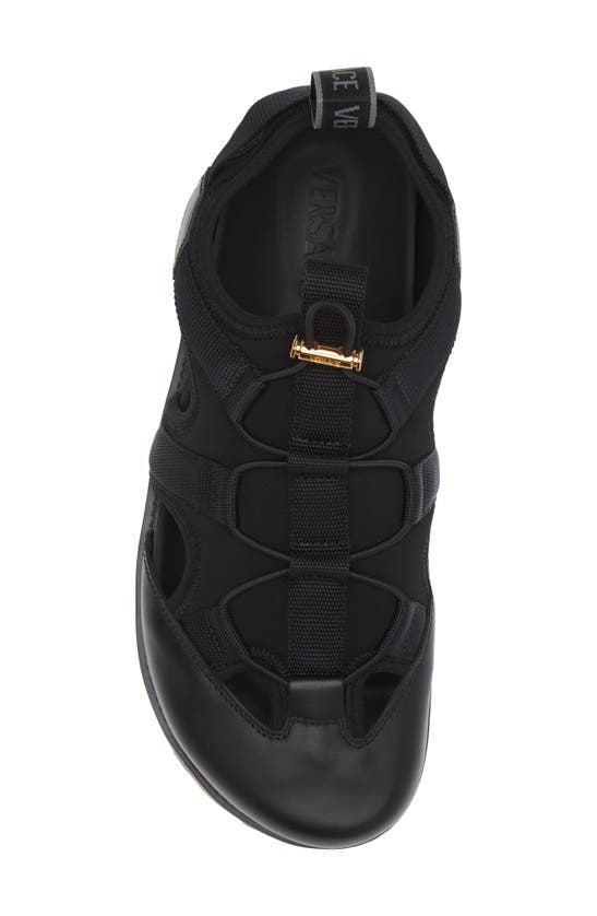 Shop Versace Medusa Track Sandal In Black  Gold