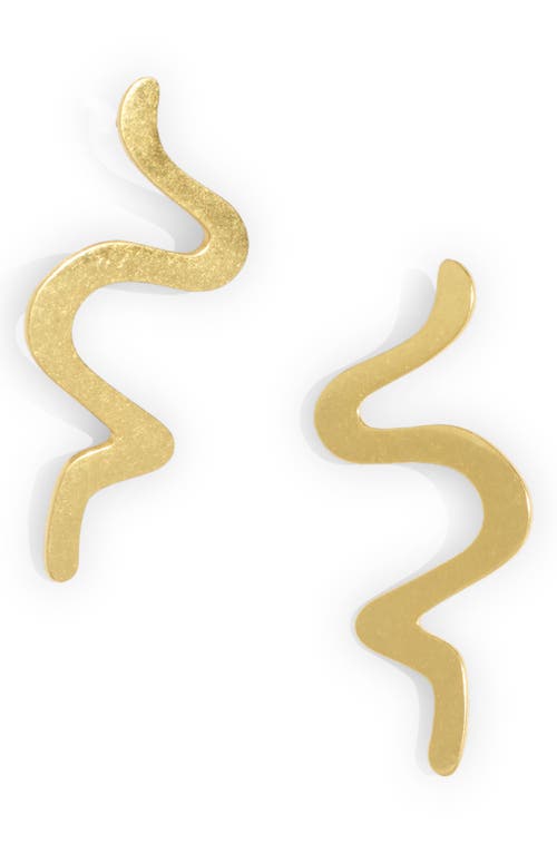 Wave Drop Earrings in Vintage Gold