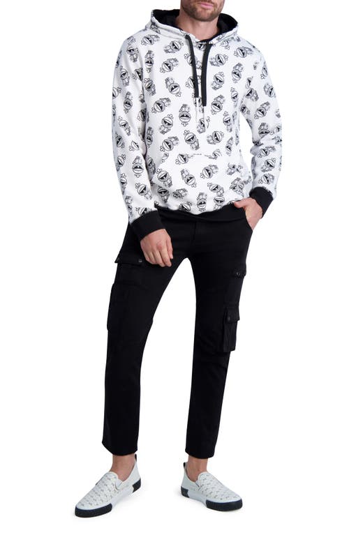 Karl Lagerfeld Armour Karl Cotton Hoodie In White/black