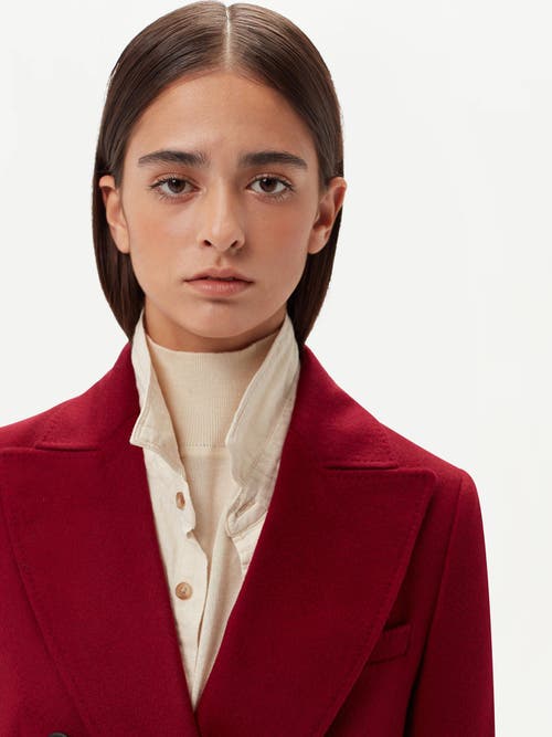 Gobi Mongolian Cashmere Cashmere Peak Lapel Long Coat In Bordeaux