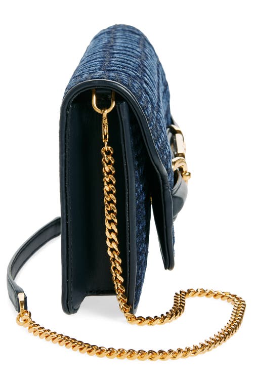 Shop Tom Ford Whitney East/west Croc Embossed Denim Shoulder Bag In 1l003 Dark Blue