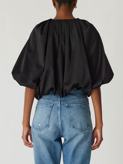 Rebecca Taylor Techy Sateen Bubble Top In Black
