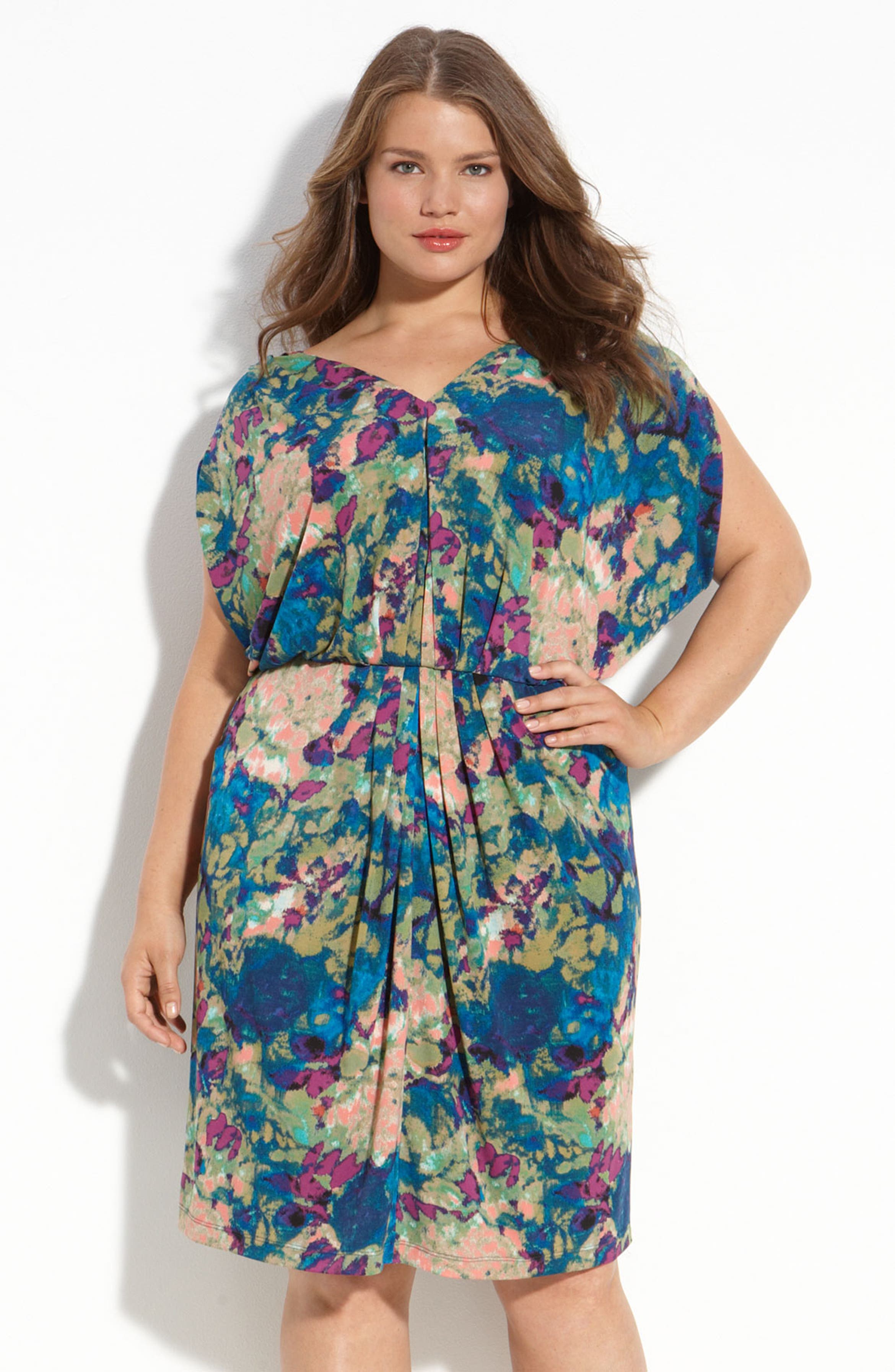 Suzi Chin for Maggy Boutique Pleated Floral Print Dress (Plus) | Nordstrom