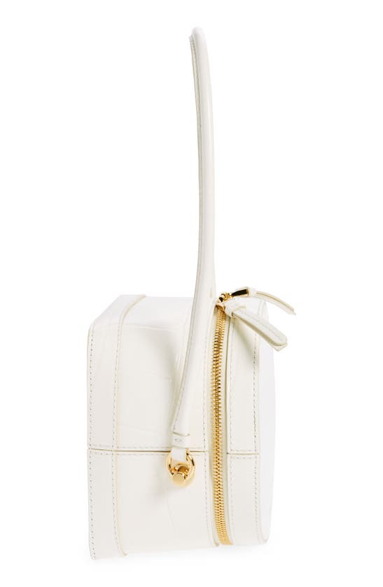 Shop Jacquemus Le Vanito Circular & Square Croc Embossed Leather Shoulder Bag In Light Ivory