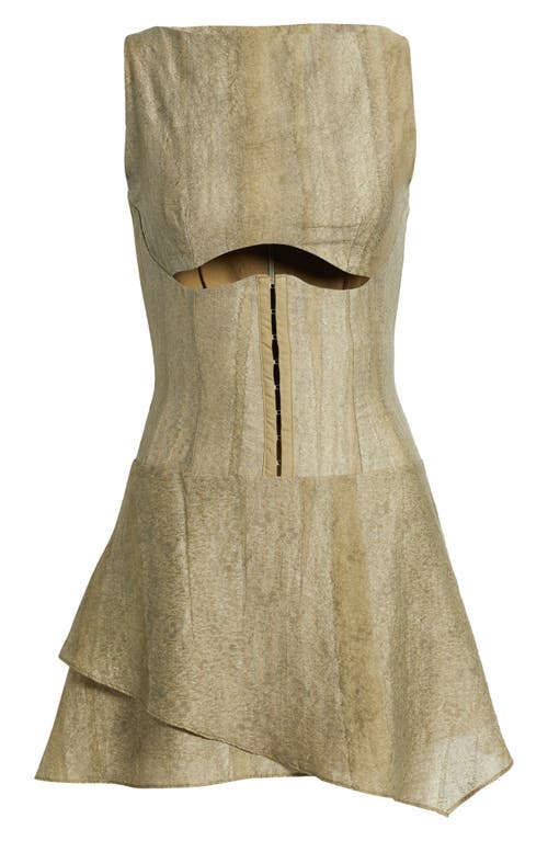 Mistress Rocks Strapless Cutout Minidress In Printed Khaki