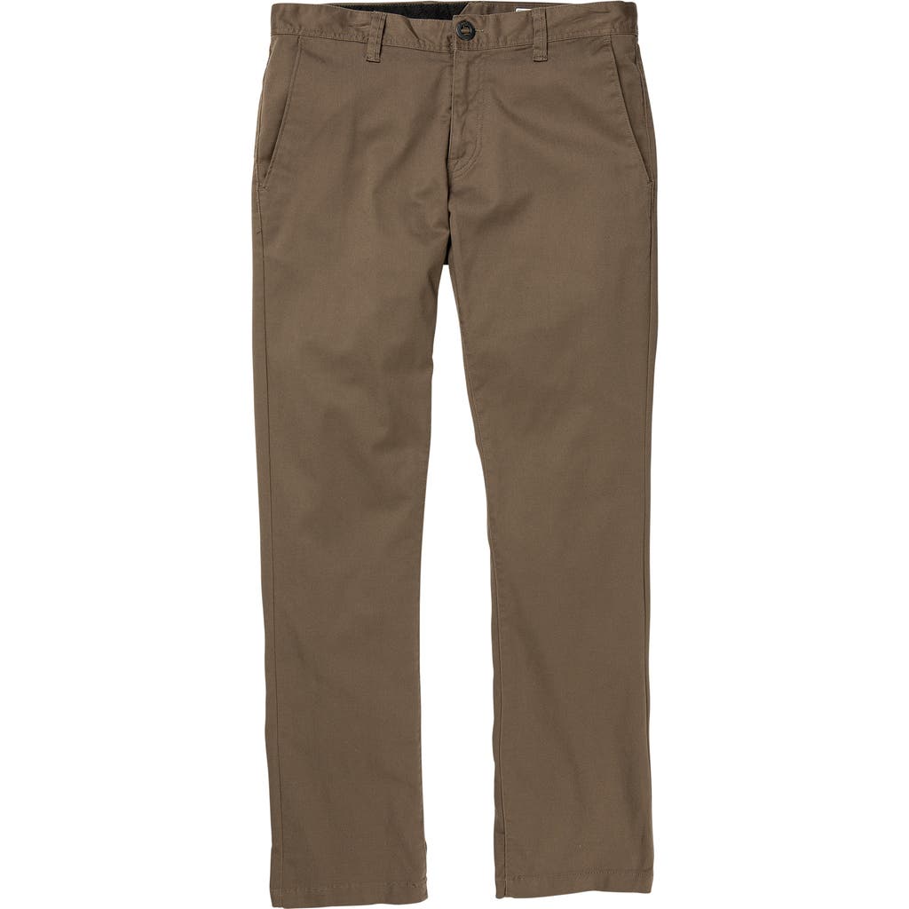 Volcom Frickin' Modern Fit Stretch Chino Pants In Brown