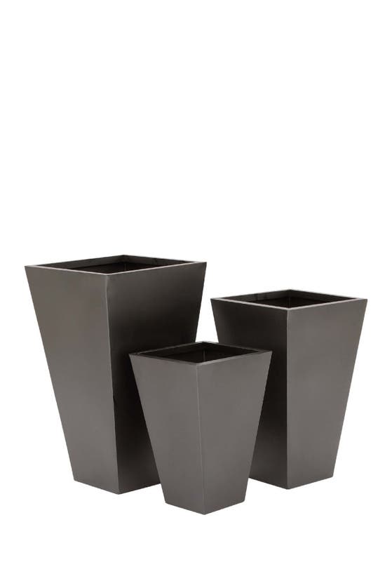WILLOW ROW WILLOW ROW BLACK METAL CONTEMPORARY PLANTER WITH TAPERED BASE & POLISHED EXTERIOR