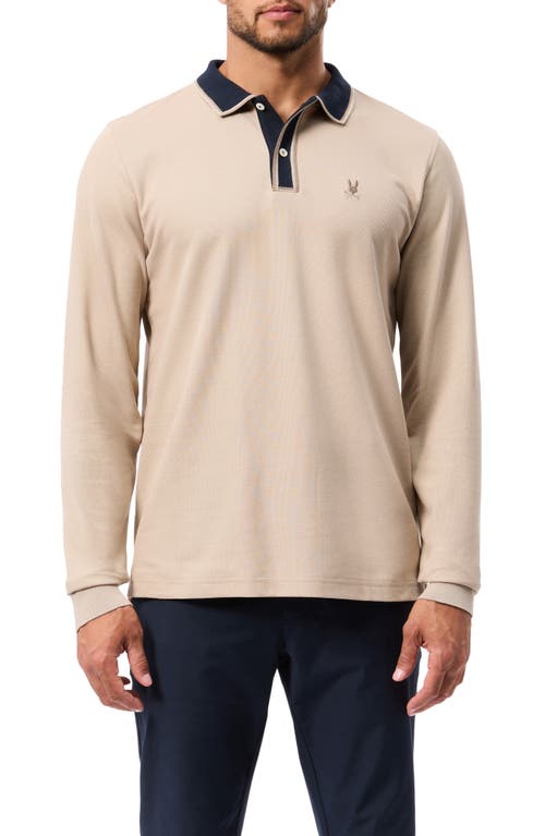 Shop Psycho Bunny Kent Long Sleeve Pima Cotton Piqué Polo In Stone