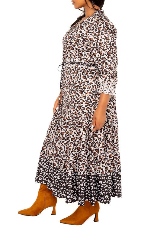 Shop Buxom Couture Animal Print Shirtdress In Multi White/brown