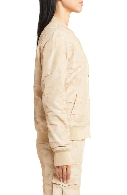 Shop Blanc Noir Reversible Camo Bomber Jacket In Irish Cream/gold