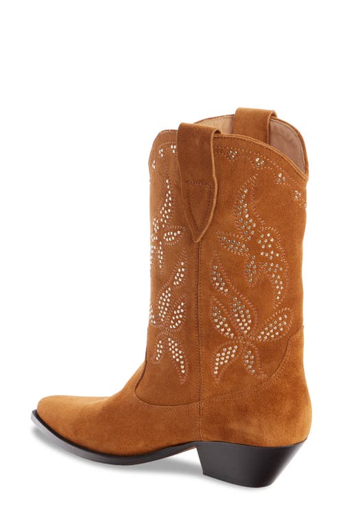 Shop Isabel Marant Duerto Studded Western Boot In Cognac/gold