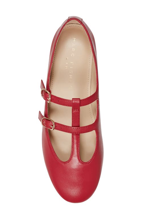 Shop Marc Fisher Ltd Evie T-strap Flat In Medium Red