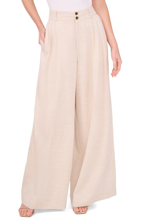 CeCe Pleated Wide Leg Pants Beige at Nordstrom,