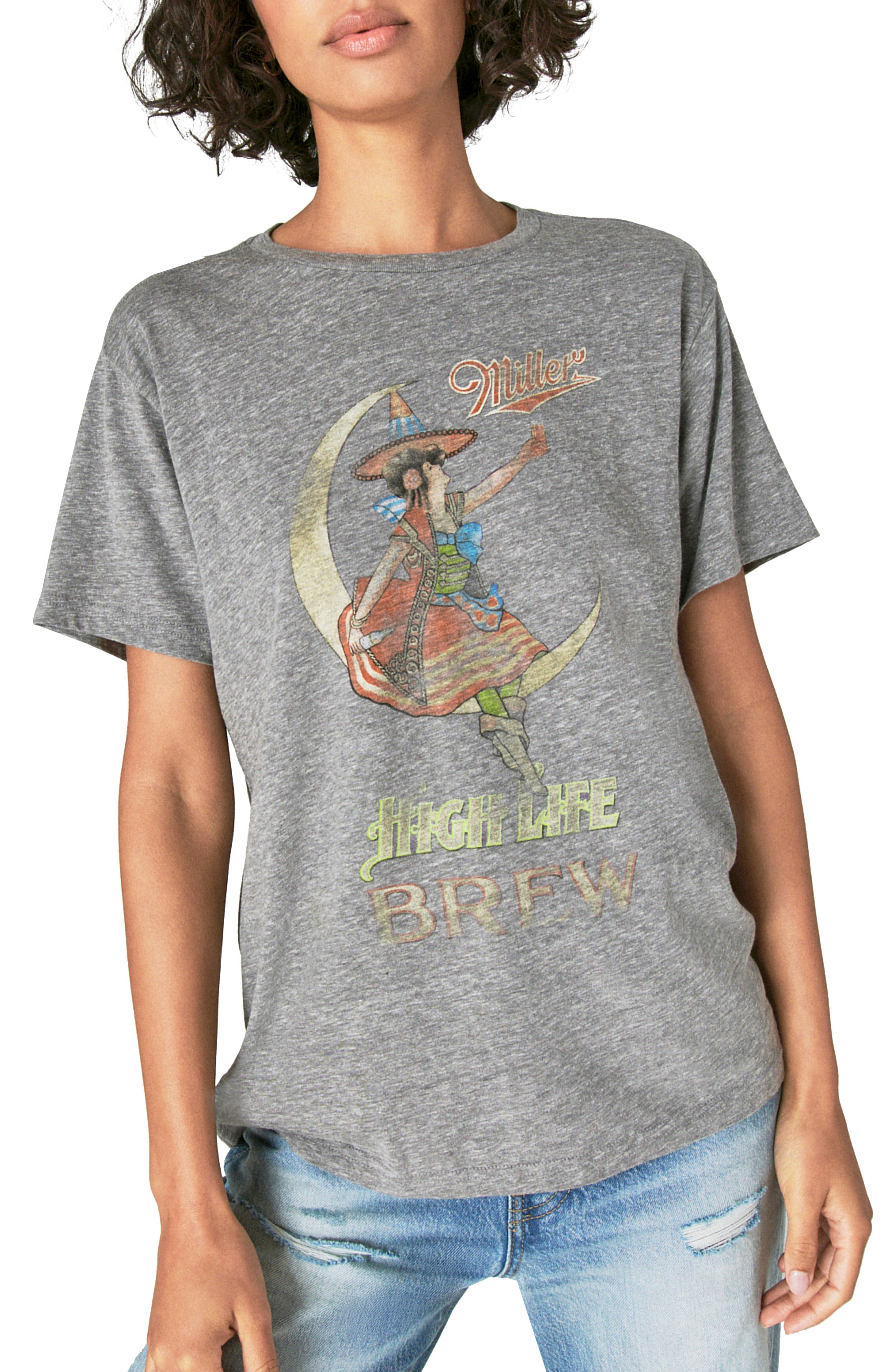Lucky Brand Miller Boyfriend T-Shirt - Heather Grey - Size S