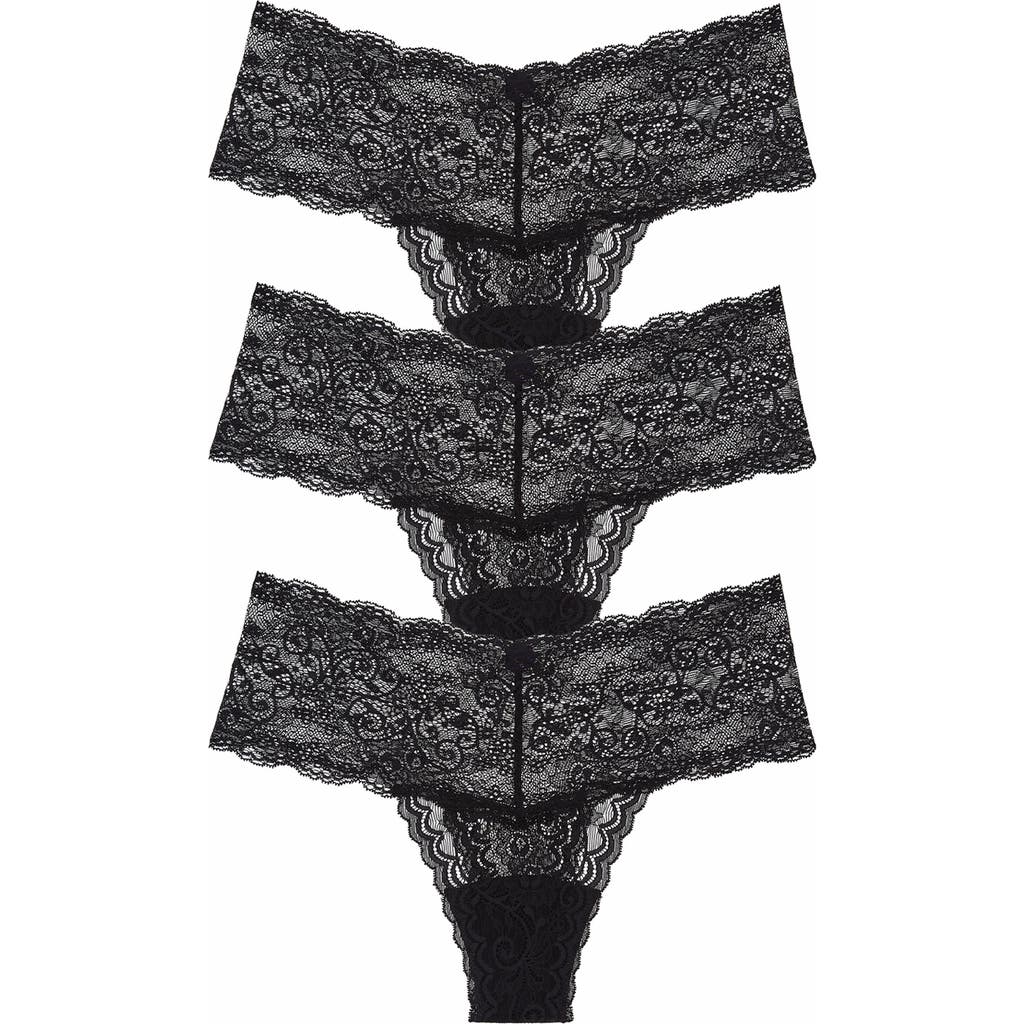 Journelle Sapna 3-pack Mid Rise Thongs In Noir