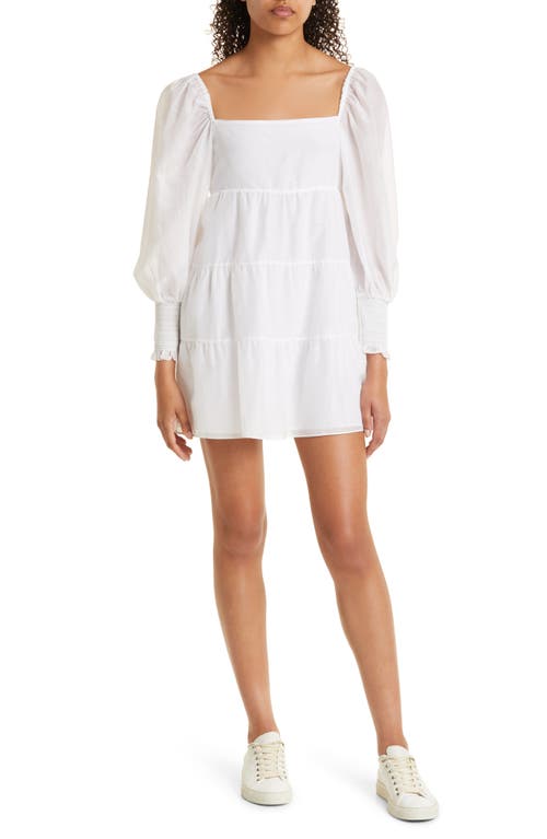Alice + Olivia Rowen Long Sleeve Babydoll Dress in Off White