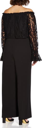 Off the Shoulder Lace Crepe Jumpsuit