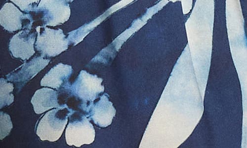 Karen Kane Floral Peasant Top In Blue Print