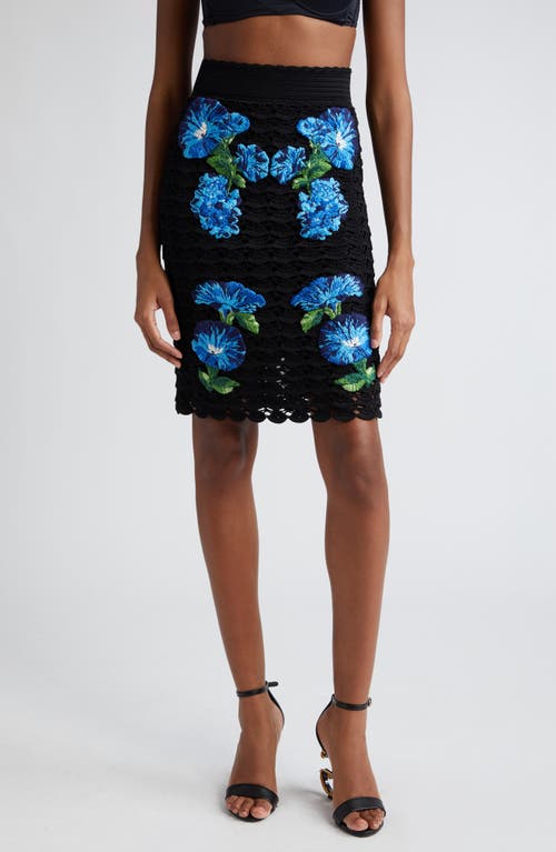 Dolce & Gabbana Bluebell Floral Embroidered Crochet Skirt N0000Nero at Nordstrom, Us