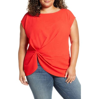 Plus Size Vince Camuto Side Cinch Top, Red