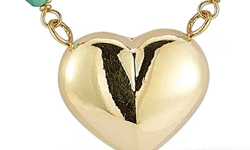 Ember Fine Jewelry Heart Pendant Semiprecious Stone Station Necklace In Gold