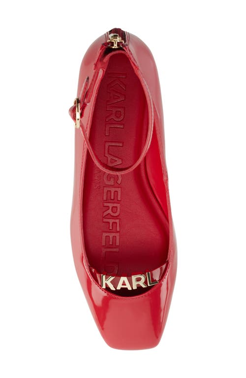 Karl Lagerfeld Paris Zyvia Ankle Strap Flat In Classic Red