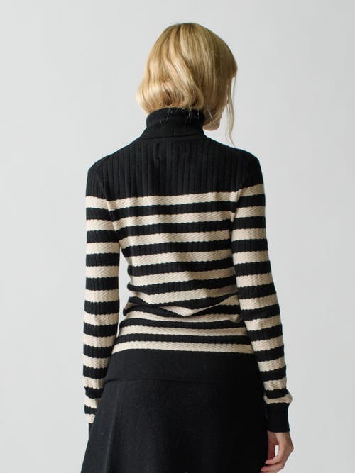 Shop Lingua Franca Morrissey Textured Stripe Turtleneck In Jet