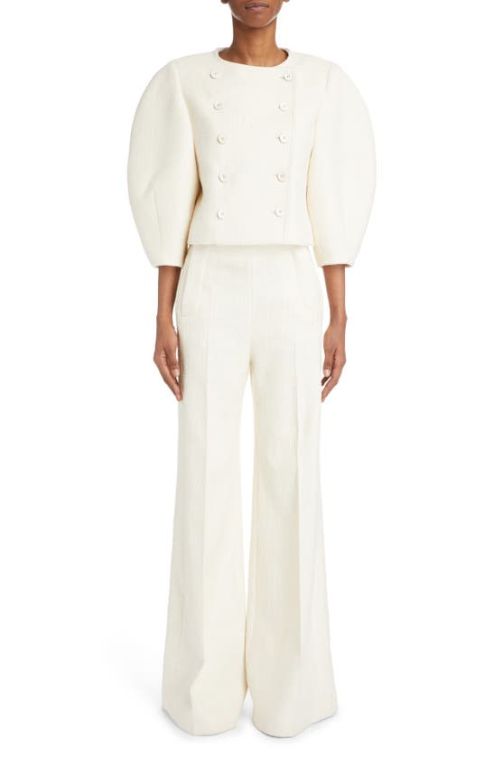 Chloé Silk & Wool Blend Lantern Sleeve Jacket In Coconut Milk