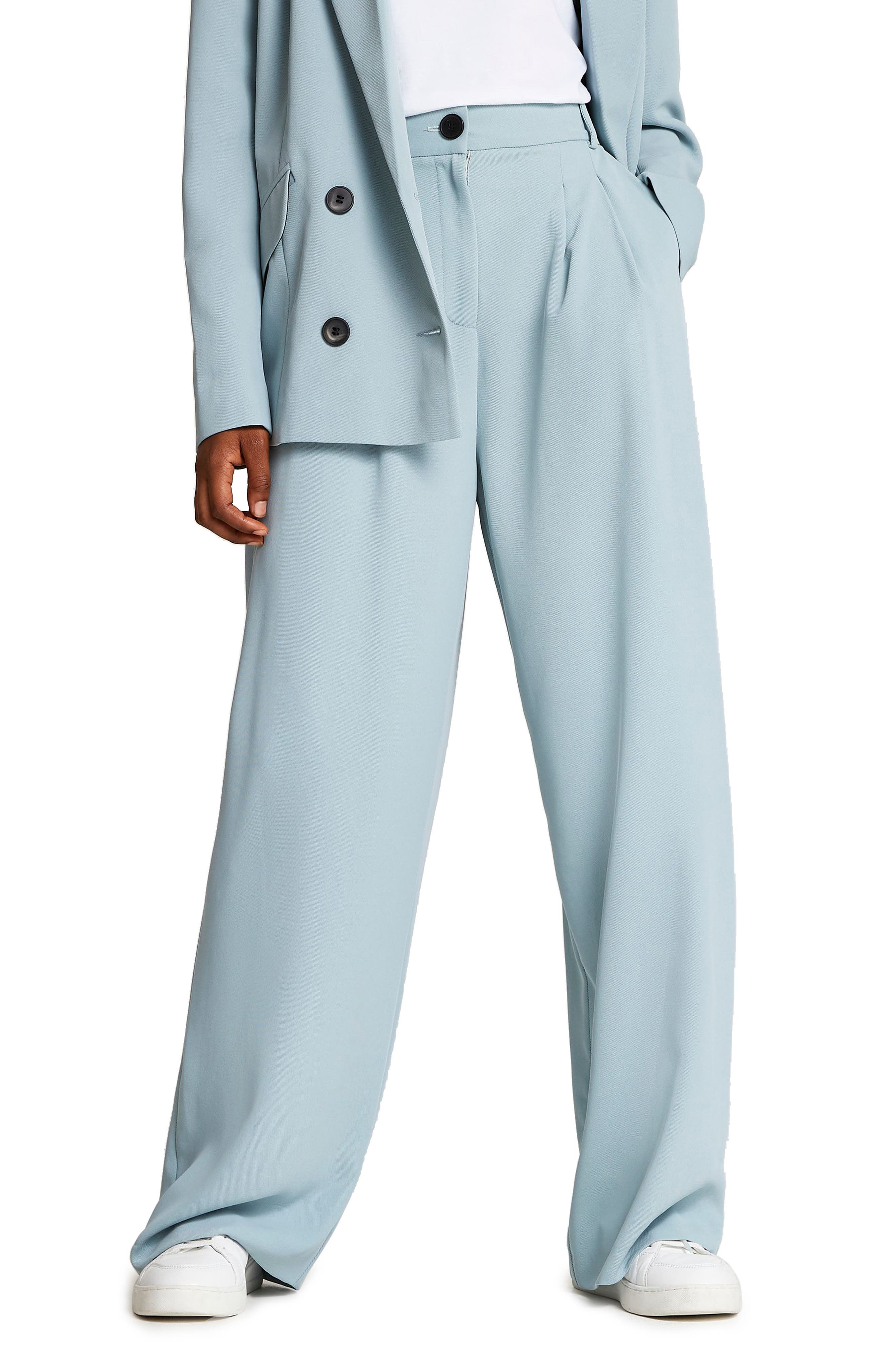 white pleated wide leg trousers