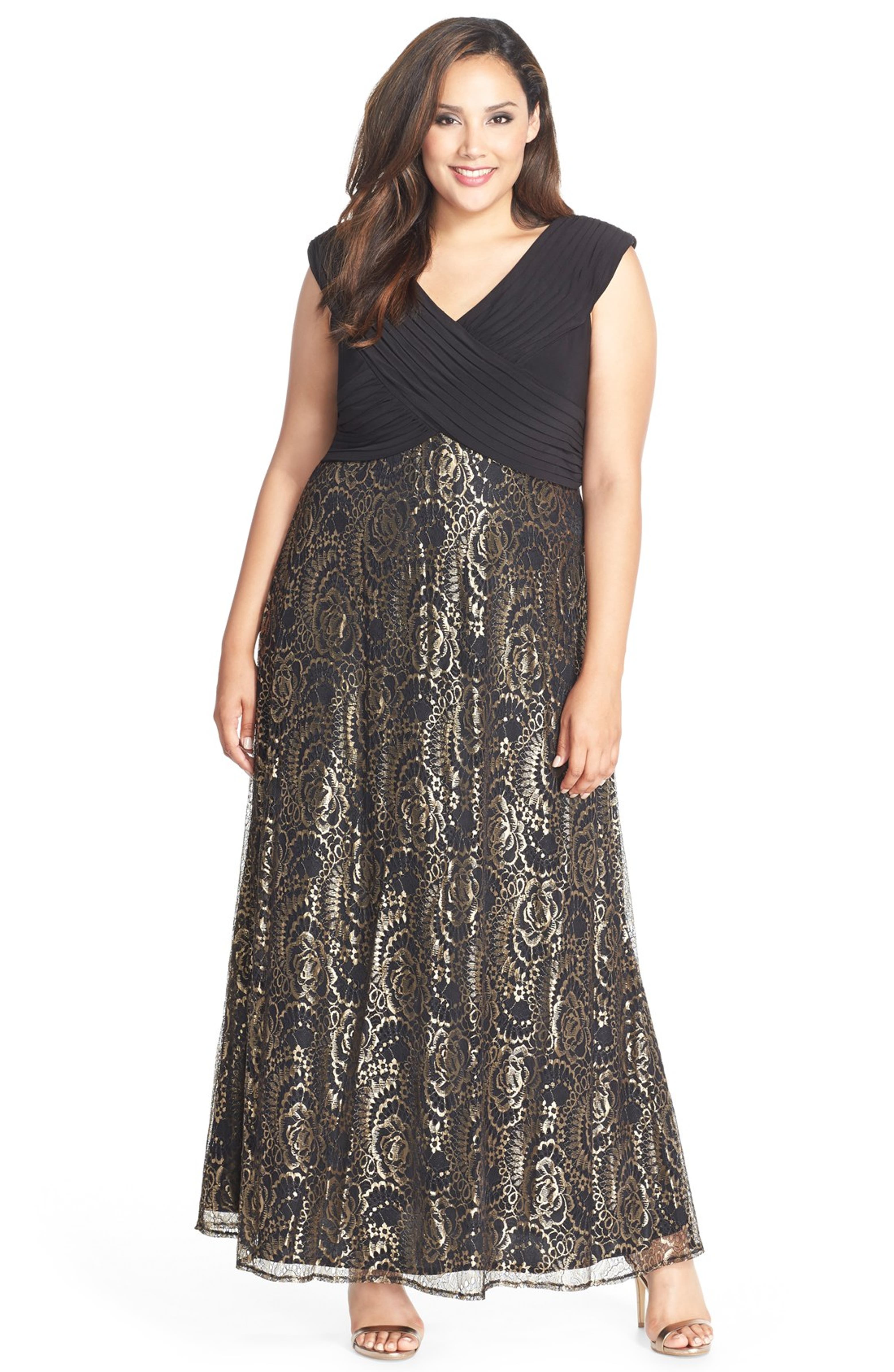 Patra Metallic Lace Empire Gown | Nordstrom