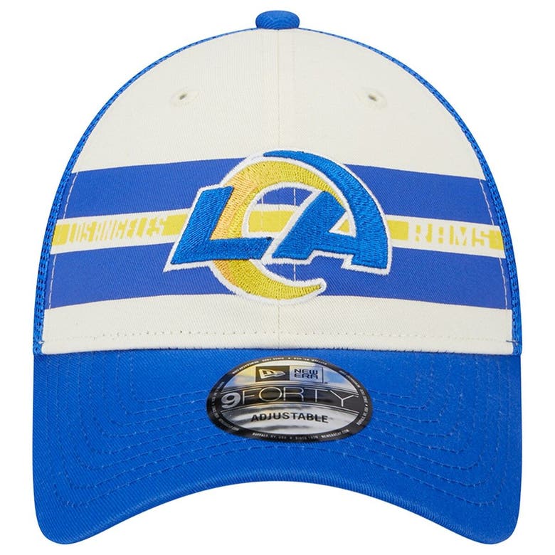 New Era Cream/royal Los Angeles Rams Team Stripe Trucker 9forty