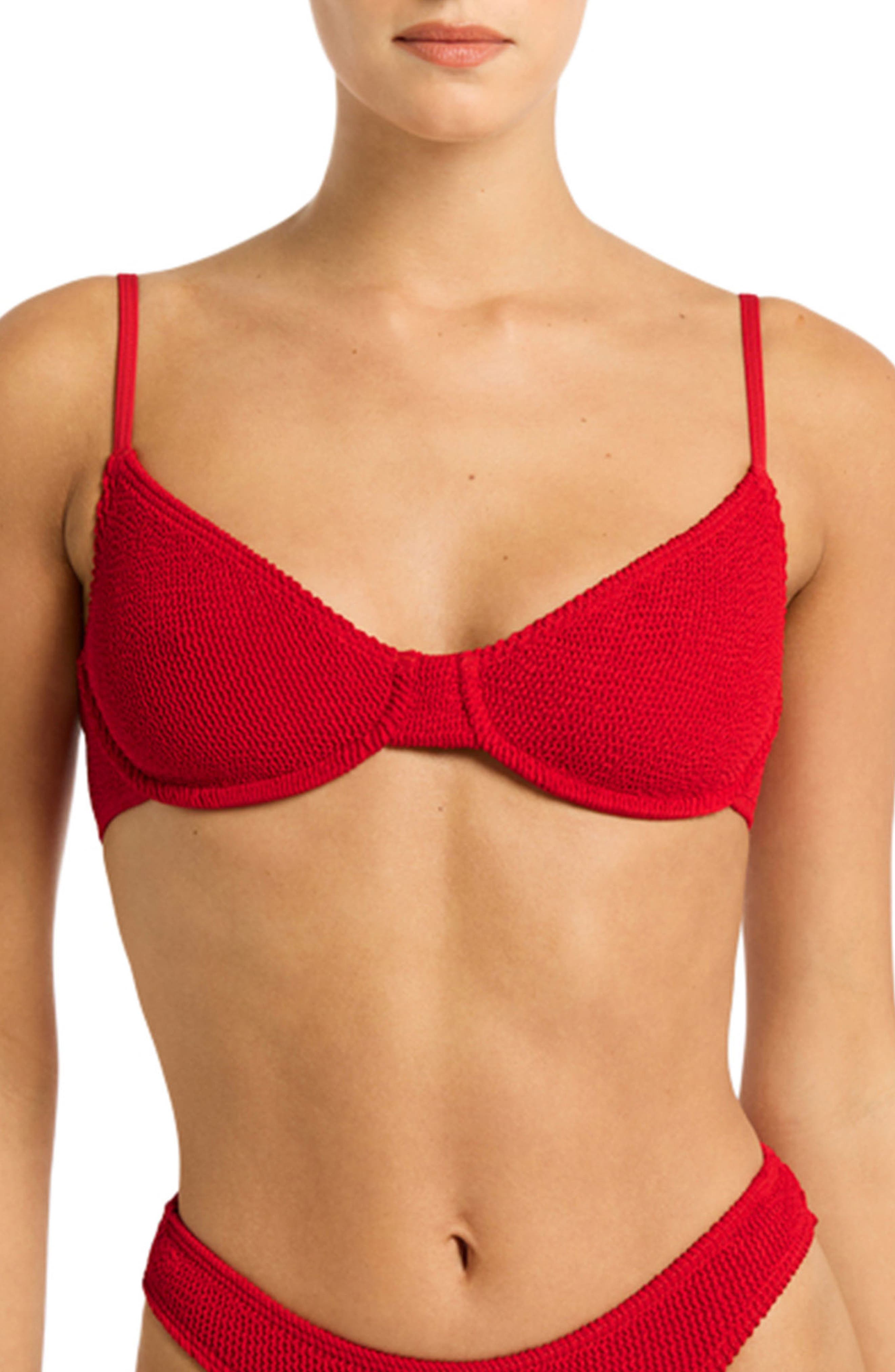 bond-eye Gracie Balconette Bikini Top in Baywatch Red Eco Cover