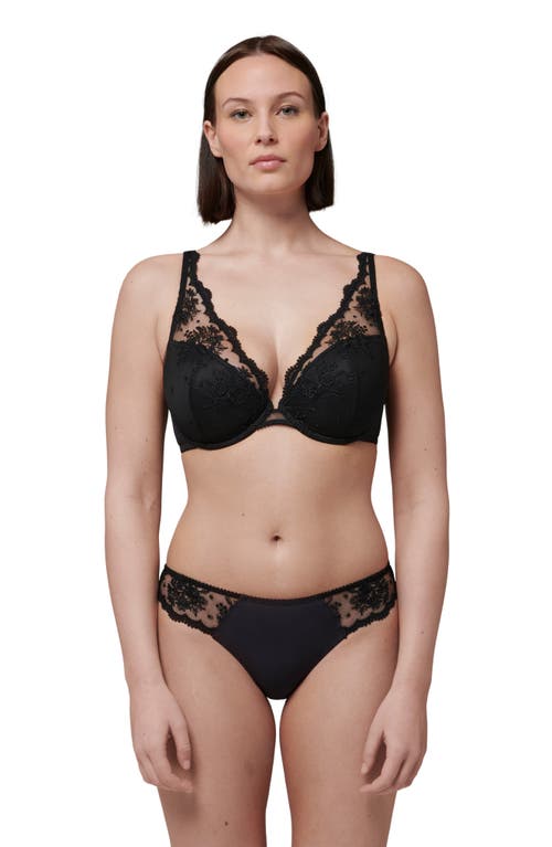 Simone Perele Bloom Embroidered Underwired Stretch-woven Push-up Bra In Black