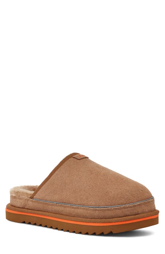 Shop Ugg Scuff Cali Wave Genuine Shearling Lined Slipper In Chestnut / Orange Soda