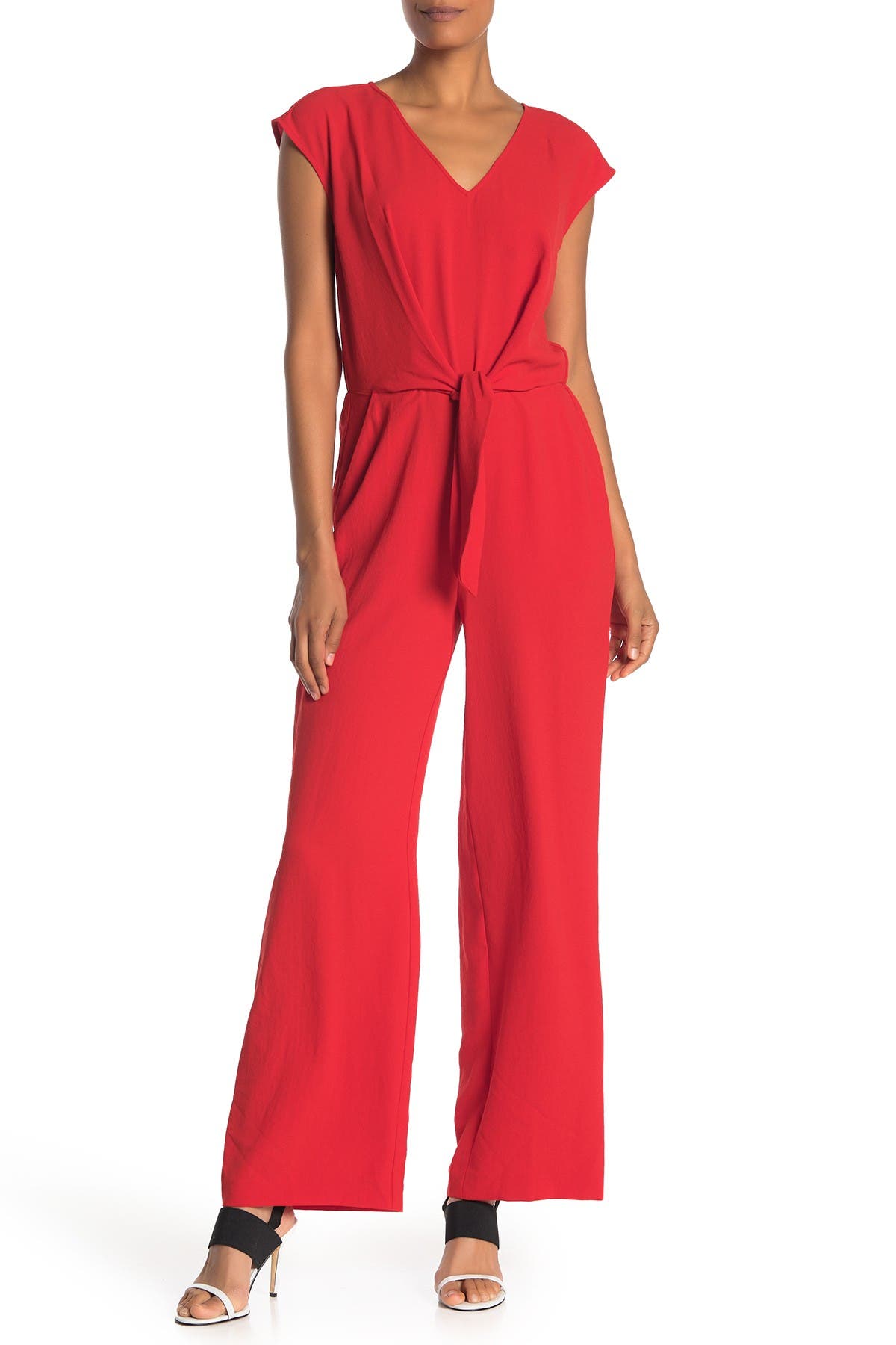 vince camuto tie front wide leg jumpsuit