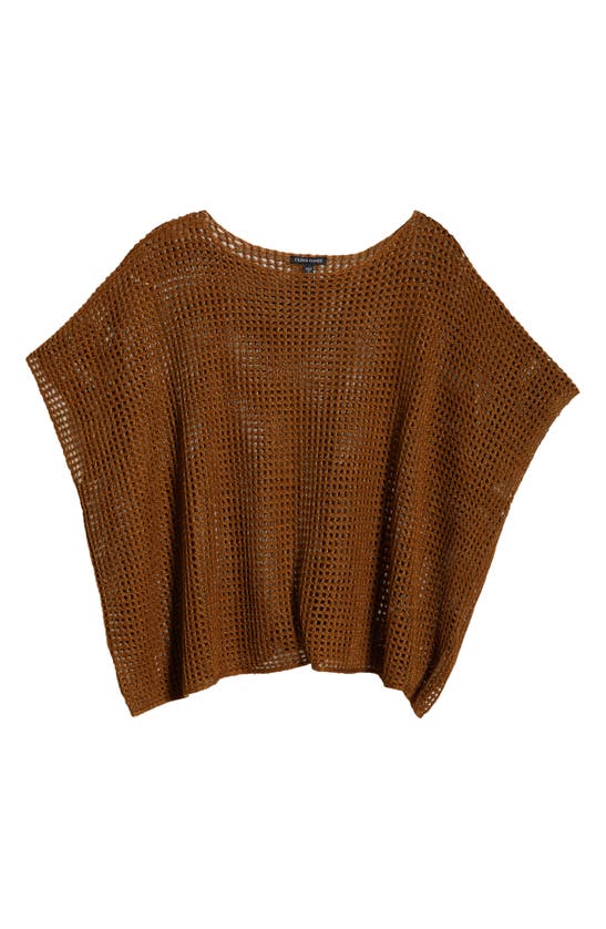 Shop Eileen Fisher Open Stitch Organic Linen Sweater In Bronze