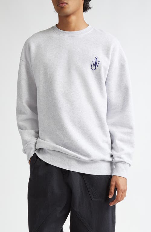 Shop Jw Anderson Anchor Embroidered Graphic Crewneck Sweatshirt In Light Grey Melange