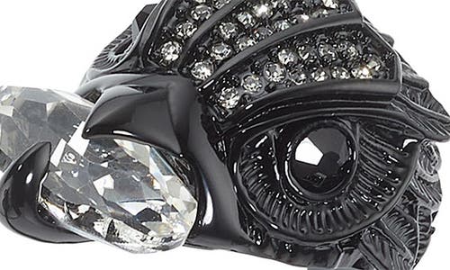 Shop Kurt Geiger London Crystal Eagle Hinged Bangle Bracelet In Black