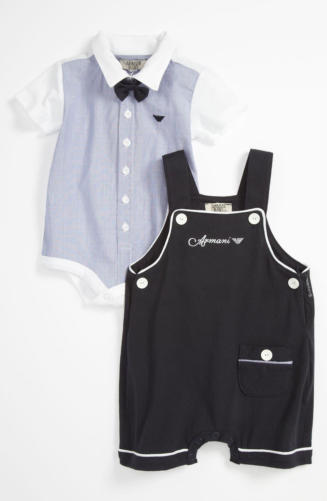 Armani Junior Bodysuit, Overalls & Bow Tie (Infant) Nordstrom